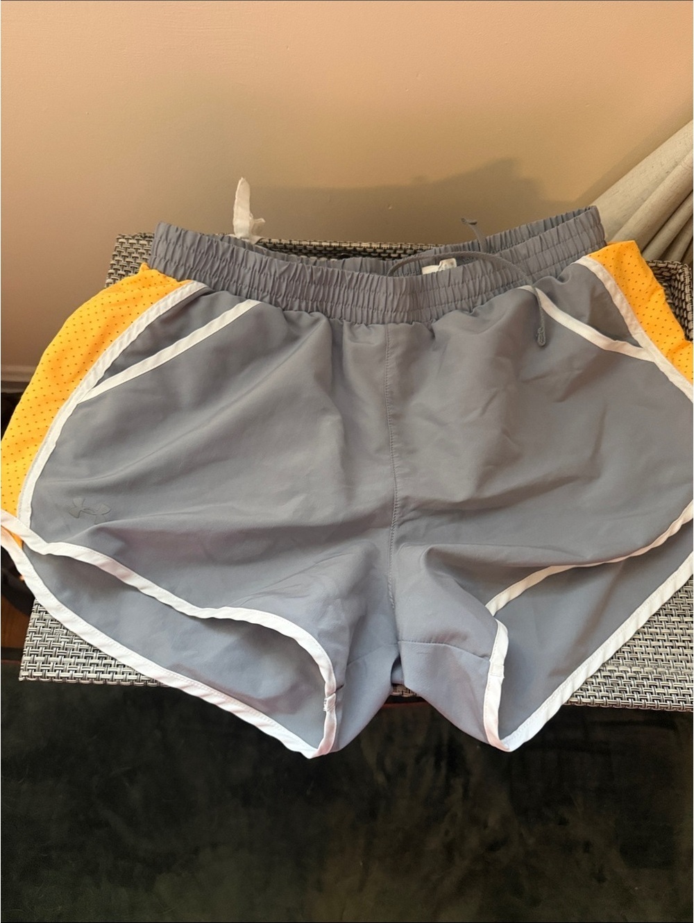 Under Armour Women's Gray and Yellow Athletic Shorts